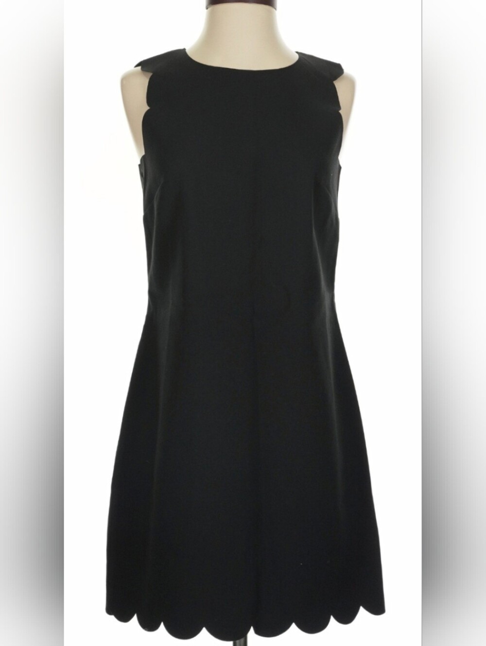 J.Crew Black Scalloped Shift Dress Sleeveless LBD Career Size 6 NWOT